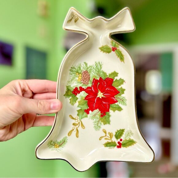 Vintage Festive Christmas Bell Candy Dish Kitchen Spoon Rest Kitchen Accent - Picture 1 of 7